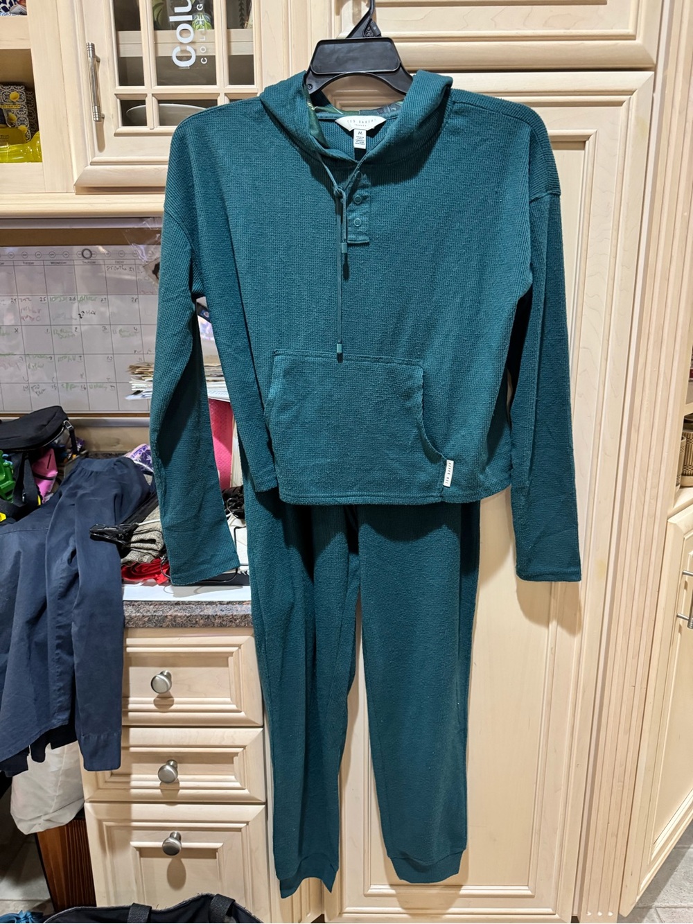 Ted Baker London Plush Hooded Two-Piece Pajama Set in Teal Green